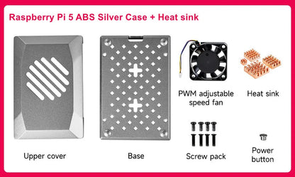 Raspberry Pi 5 Case with PWM Cooling Fan ABS Protective Case Raspberry Pi 5 Shell Support Active Cooler Heatsink Optional