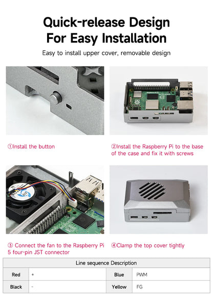 Raspberry Pi 5 Case with PWM Cooling Fan ABS Protective Case Raspberry Pi 5 Shell Support Active Cooler Heatsink Optional