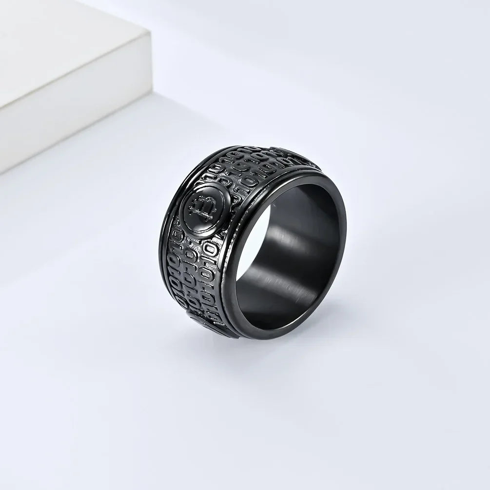 Stainless steel bitcoin ring