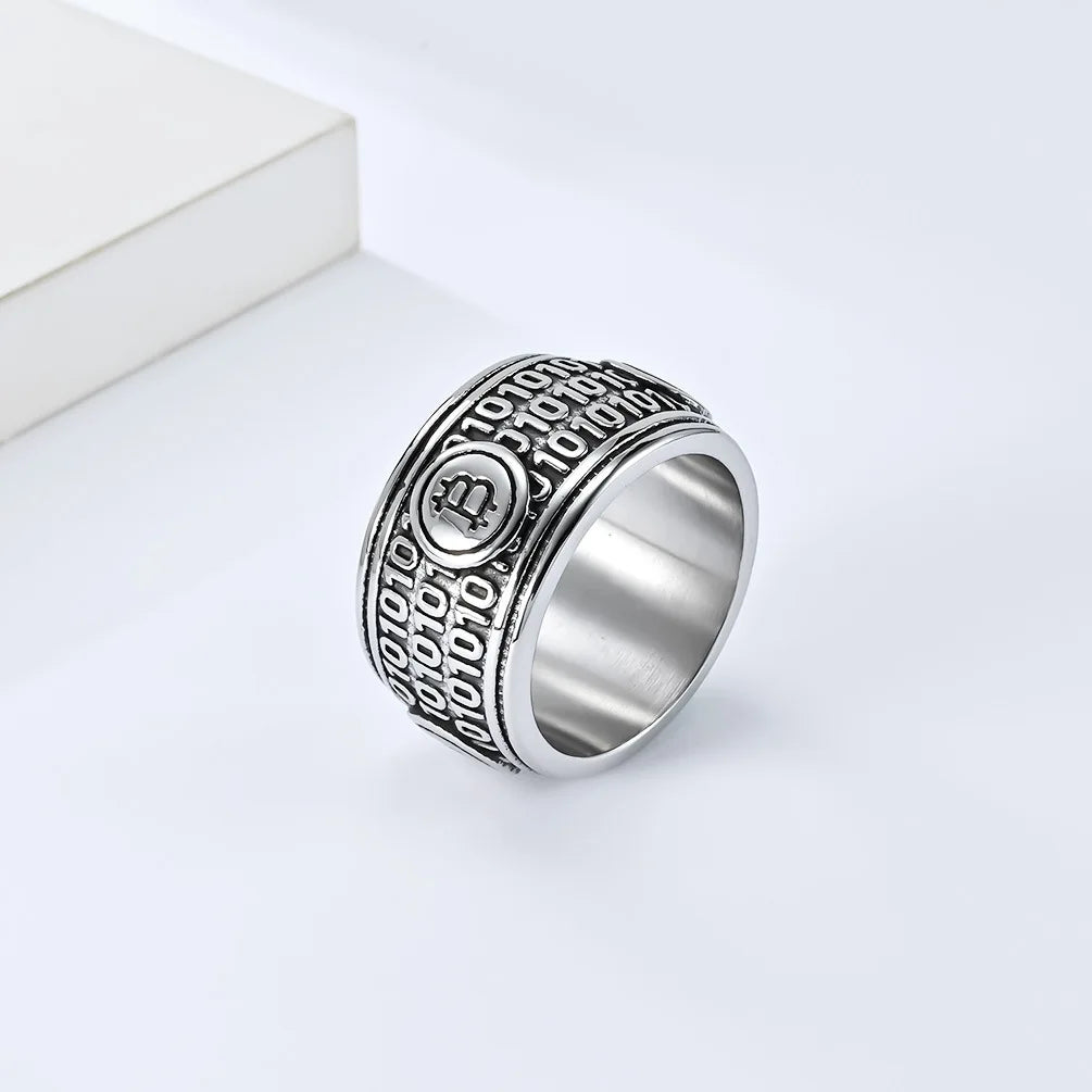 Stainless steel bitcoin ring