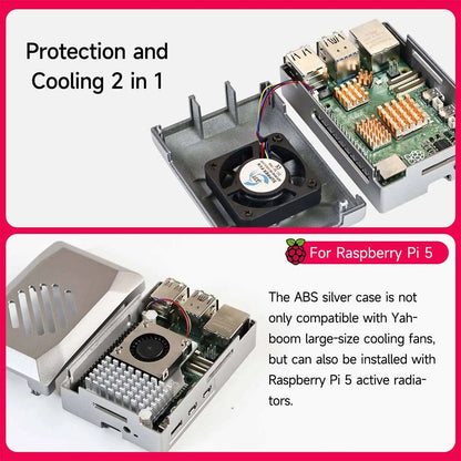 Raspberry Pi 5 Case with PWM Cooling Fan ABS Protective Case Raspberry Pi 5 Shell Support Active Cooler Heatsink Optional