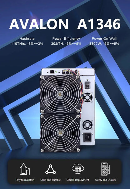 New Avalon A1346 116TH/s ₿⛏️ Bitcoin Miner – 3300W ASIC BTC Miner (116T/113T/110T) – High-Efficiency Mining Hardware