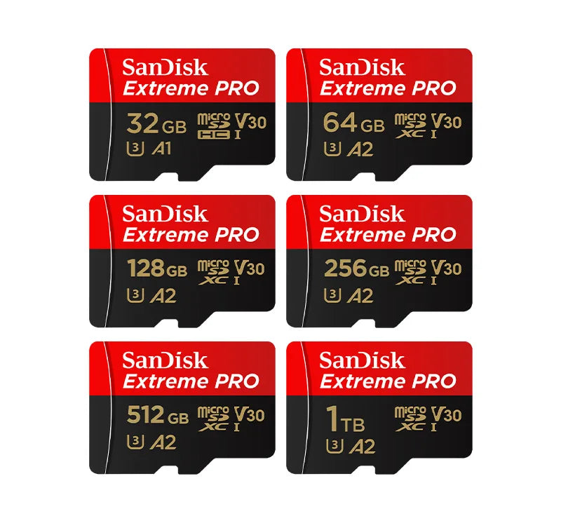 SanDisk Extreme PRO microSDXC UHS-I Memory Card V30 A2 Micro SD Card 32GB 64GB 128GB 256GB 512GB 1TB Up to 200Mb/s Flash TF Card