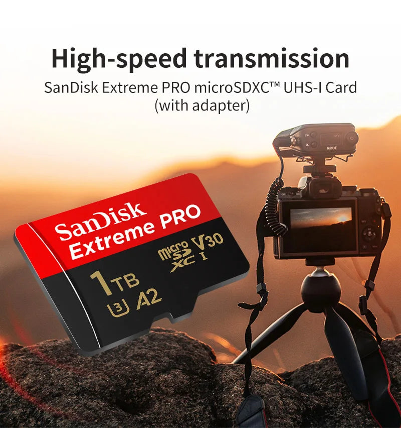 SanDisk Extreme PRO microSDXC UHS-I Memory Card V30 A2 Micro SD Card 32GB 64GB 128GB 256GB 512GB 1TB Up to 200Mb/s Flash TF Card