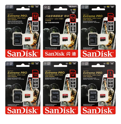 SanDisk Extreme PRO microSDXC UHS-I Memory Card V30 A2 Micro SD Card 32GB 64GB 128GB 256GB 512GB 1TB Up to 200Mb/s Flash TF Card