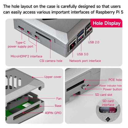 Raspberry Pi 5 Case with PWM Cooling Fan ABS Protective Case Raspberry Pi 5 Shell Support Active Cooler Heatsink Optional