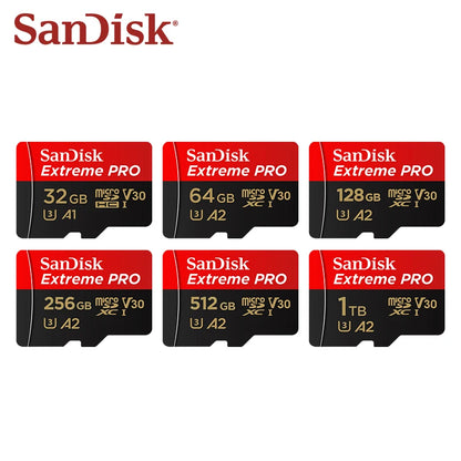 SanDisk Extreme PRO microSDXC UHS-I Memory Card V30 A2 Micro SD Card 32GB 64GB 128GB 256GB 512GB 1TB Up to 200Mb/s Flash TF Card