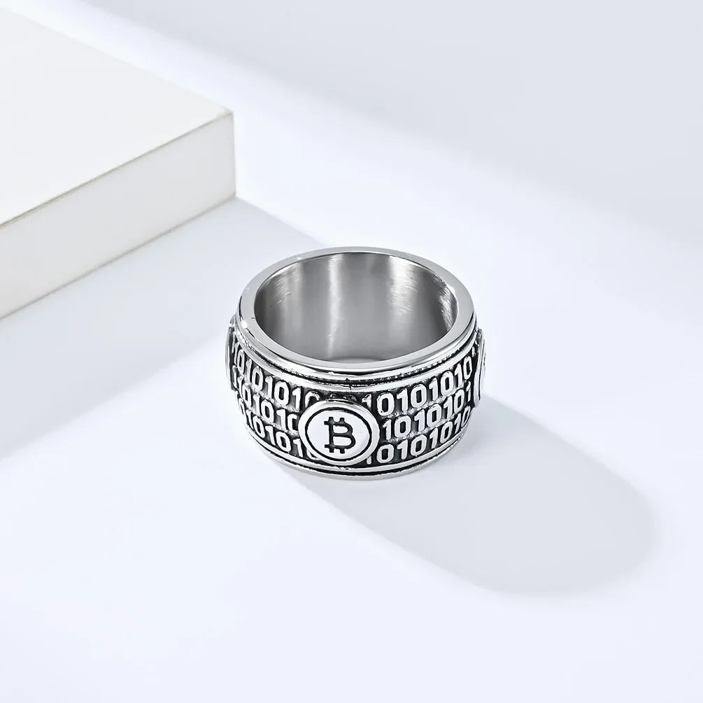 Stainless steel bitcoin ring