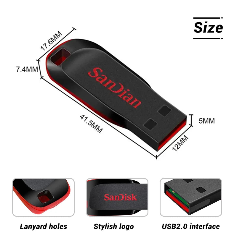 SanDisk Cruzer CZ50 USB 2.0 Encrypted 🛡️ Secure Storage for Bitcoin Wallets and Seeds (16GB-128GB, FAT32)