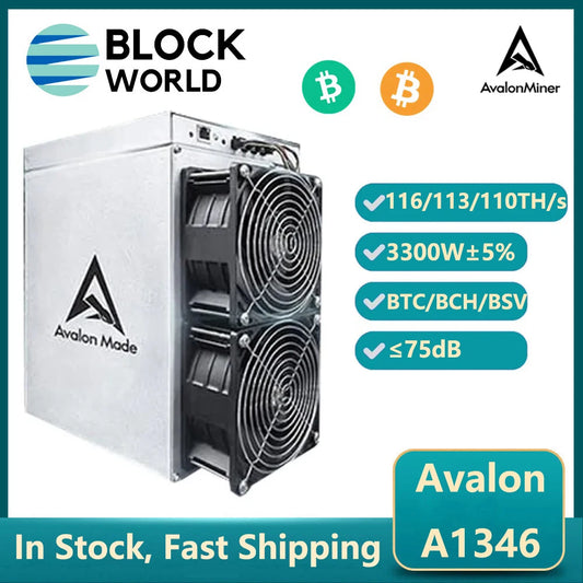 New Avalon A1346 116TH/s ₿⛏️ Bitcoin Miner – 3300W ASIC BTC Miner (116T/113T/110T) – High-Efficiency Mining Hardware