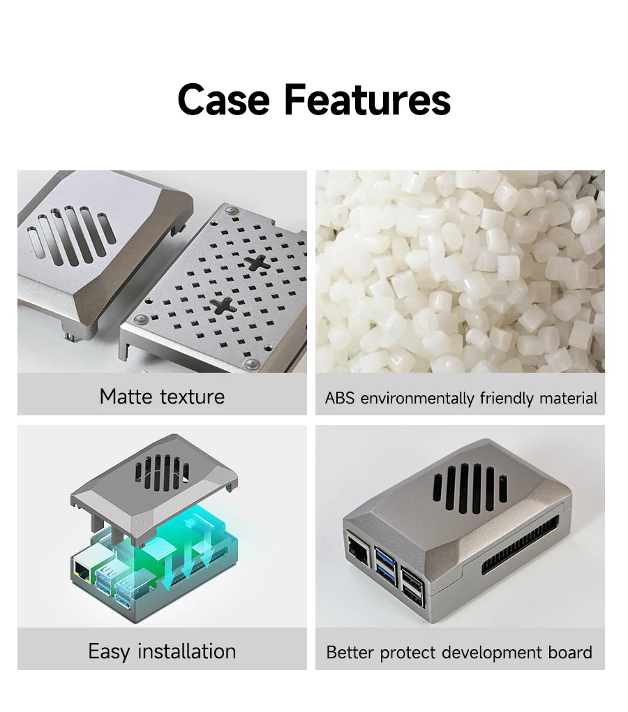 Raspberry Pi 5 Case with PWM Cooling Fan ABS Protective Case Raspberry Pi 5 Shell Support Active Cooler Heatsink Optional