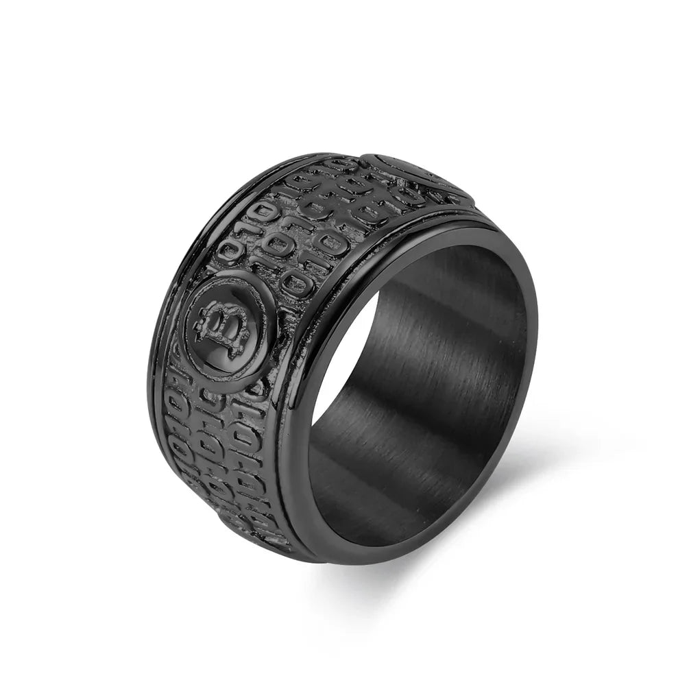 Stainless steel bitcoin ring