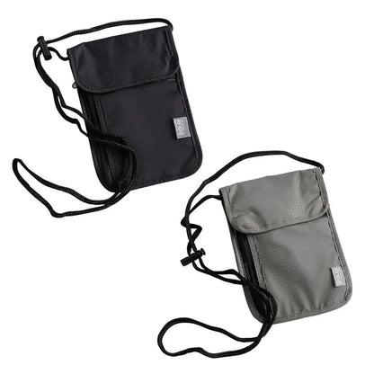 1 sac de rangement en nylon RFID étanche pour documents de voyage, cartes, passeport, portefeuille de cou, pochette pour argent, documents, cartes, passeport