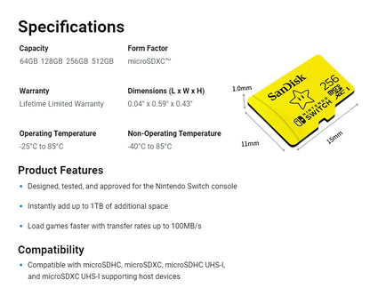 SanDisk Nintendo 🫧🎮 MicroSDXC Card 64GB-512GB Ultra-Secure Storage for Bitcoin Wallets, Nodes