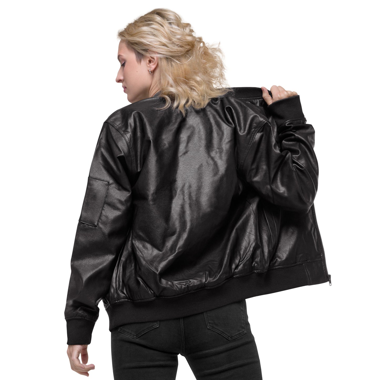 Logo bitcoin Essential ₿ American Apparel Leather Bomber Women Jacket