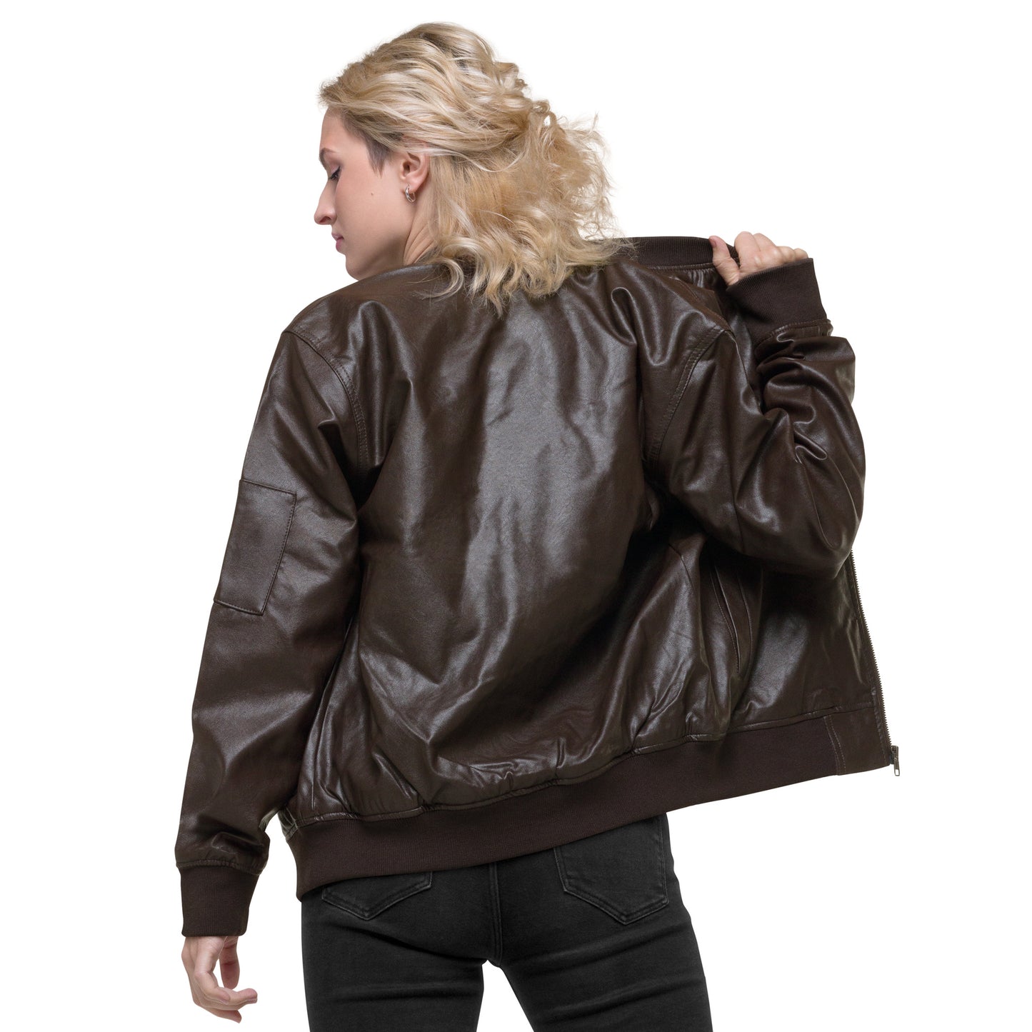 Veste bomber en cuir pour femme avec logo Bitcoin Essential ₿ American Apparel